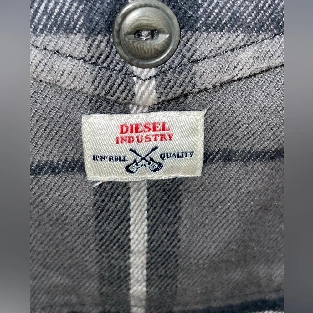 Diesel Chore Shirt Jacket Overshirt Flannel Check Leather Collar Small Mens‌‌‌‌ - Picture 9 of 13